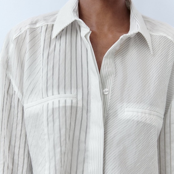 NWT Zara striped cropped button down shirt - Picture 2 of 6